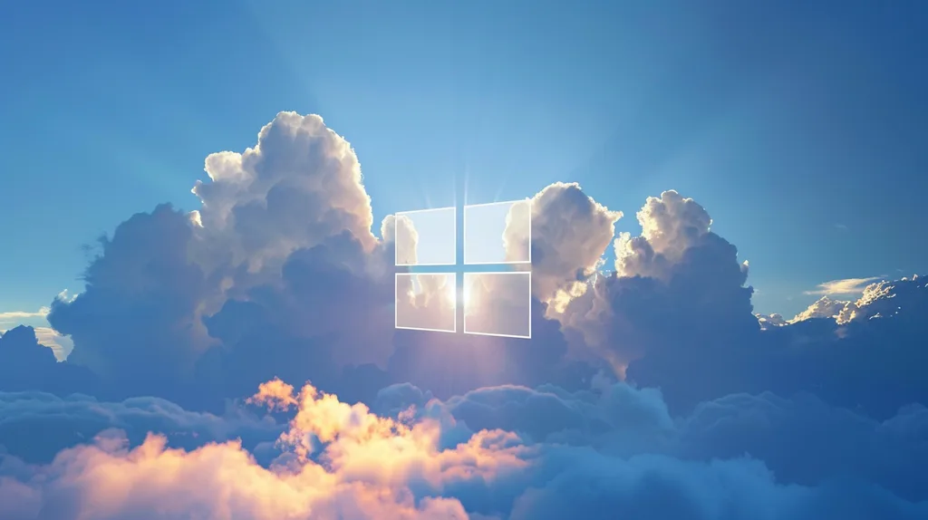 Windows logó felhőkkel a háttérben, szimbolizálva a felhőbeli frissítéseket