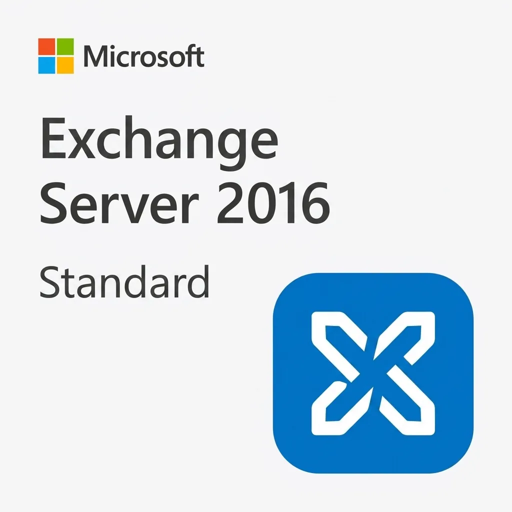 Microsoft Exchange Server 2016 Standard szoftver logója és termékneve.