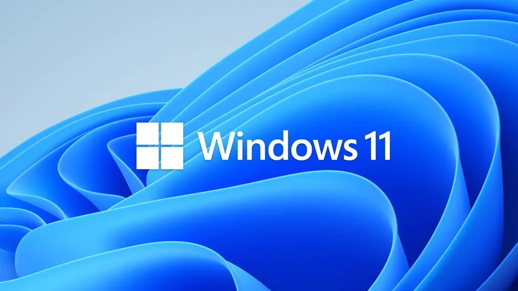 Windows 11 logó a modern kék hullám háttéren