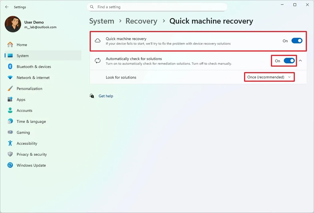 Quick Machine Recovery