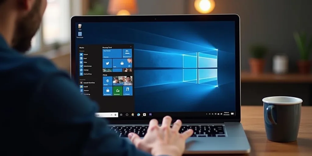 Windows 11 Start menü megnyitása egy laptop képernyőjén, asztali munkakörnyezetben.