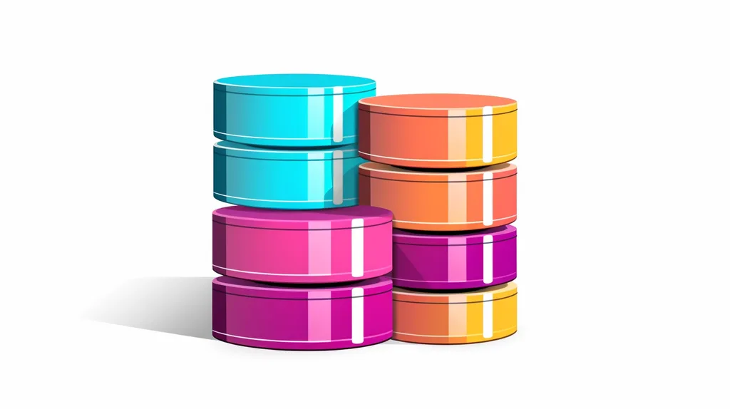 SQL Server adatbázis-optimalizálás: színes tárolóhengerek szimbolizálják az adatkezelést és teljesítményt.