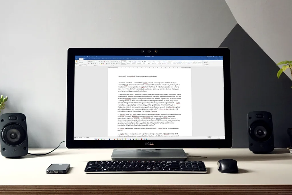 Microsoft Word dokumentum a menüszalag visszaállításáról szóló útmutatóval egy monitorra kivetítve.