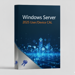 Windows Server 2025 User/Device CAL termékdoboz kép digitális háttérrel