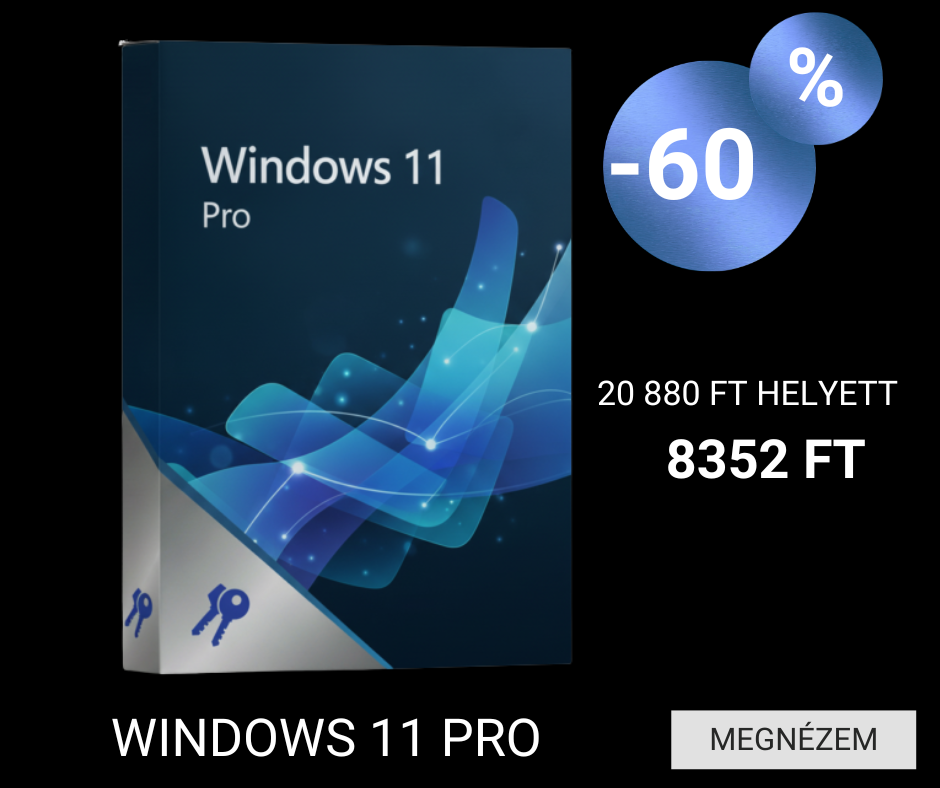 Windows 11 Pro szoftver 60% kedvezménnyel, 8352 Ft-ért a SoftDirectnél.