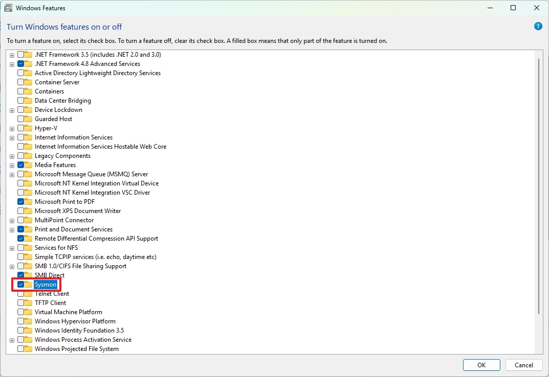 Windows 11 natív Sysmon