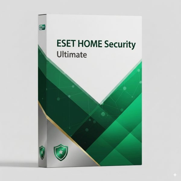 ESET HOME Security Ultimate szoftver doboza zöld és fehér dizájnnal.