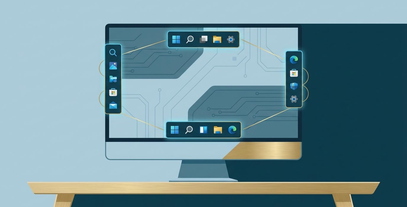 Számítógép képernyője szoftveralkalmazások ikonjaival és taskbarjaival, tükrözve a digitális szoftverkörnyezetet.