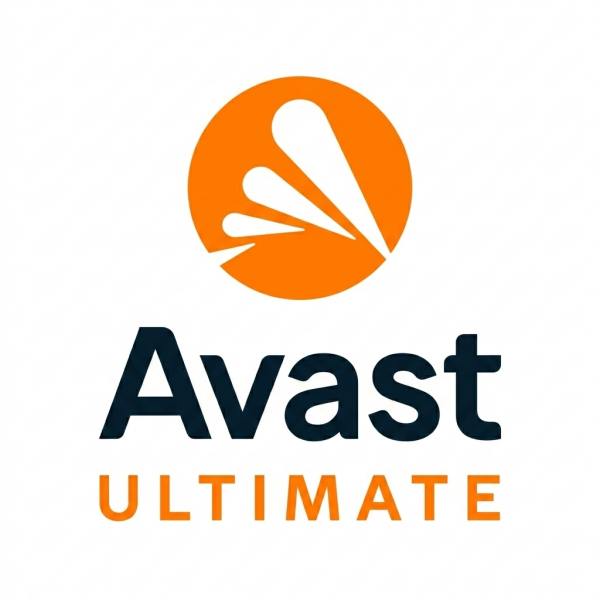 Avast Ultimate antivírus szoftver logója - narancssárga körben fehér papírsárkány ikon