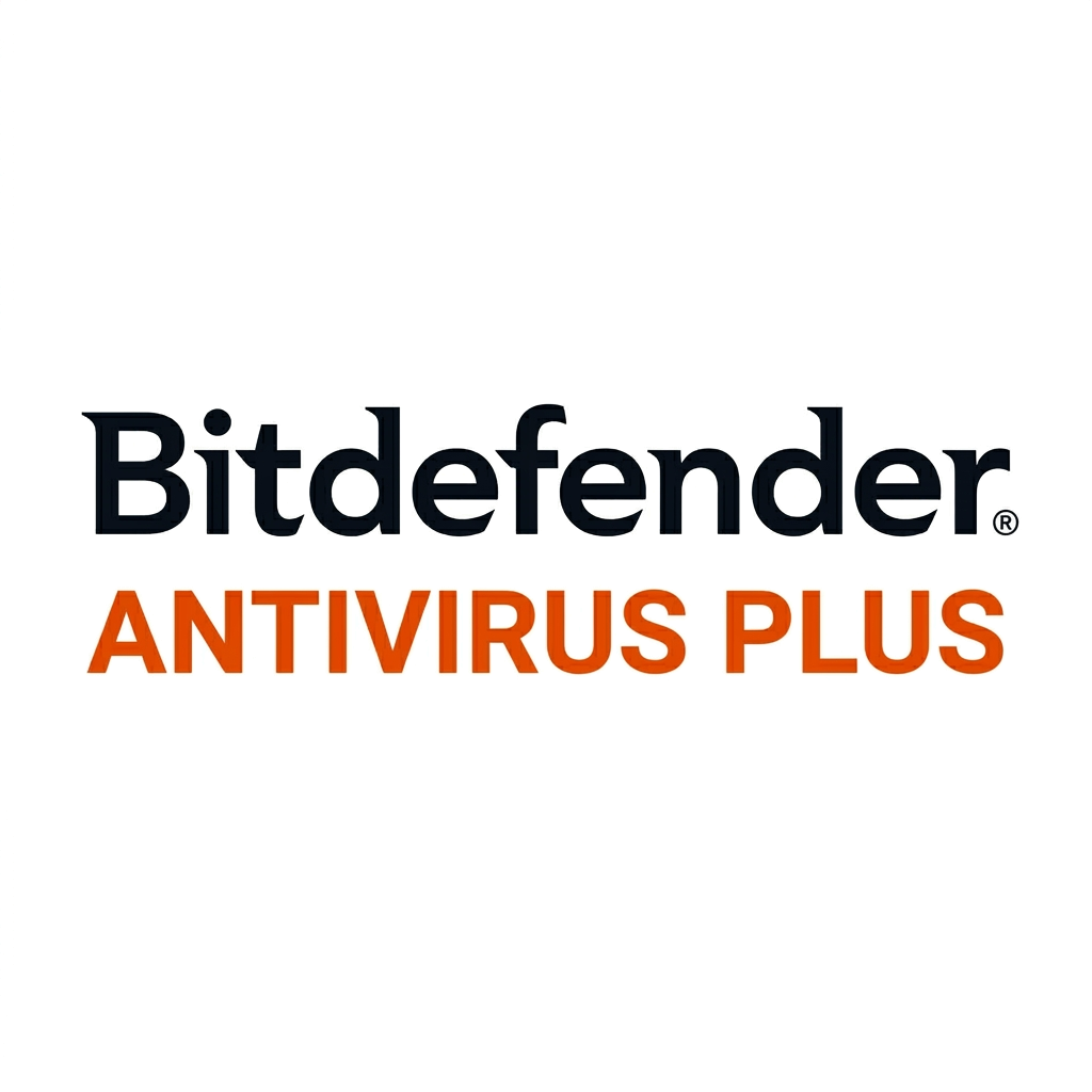 Bitdefender Antivirus Plus Bitdefender Antivirus Plus logó fekete és narancssárga színekben, szoftver licenc terméket jelölő ikon.