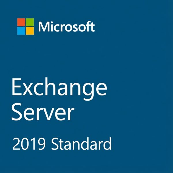Microsoft Exchange Server 2019 Standard logó és terméknév kék háttéren