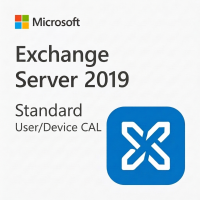 Microsoft Exchange Server 2019 Standard User/Device CAL licenc logója és termékinformációja.