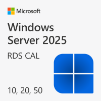 Windows Server 2025 RDS CAL 10, 20, 50 felhasználó licenc Microsoft termékkép logóval.