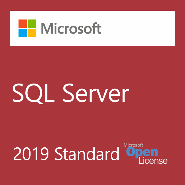 Microsoft SQL Server 2019 Standard Open License termék logója és felirata.